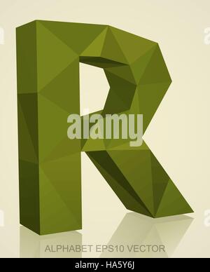 Abstrakte Khaki 3D polygonalen Großbuchstabe R mit Reflexion. Low-Poly-Alphabet-Sammlung. 10 EPS-Vektor-Illustration. Stock Vektor