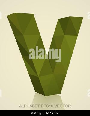 Abstrakte Khaki 3D polygonalen Großbuchstabe V mit Reflexion. Low-Poly-Alphabet-Sammlung. 10 EPS-Vektor-Illustration. Stock Vektor