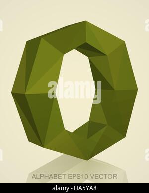 Abstrakte Khaki 3D polygonalen Großbuchstabe O mit Reflexion. Low-Poly-Alphabet-Sammlung. 10 EPS-Vektor-Illustration. Stock Vektor