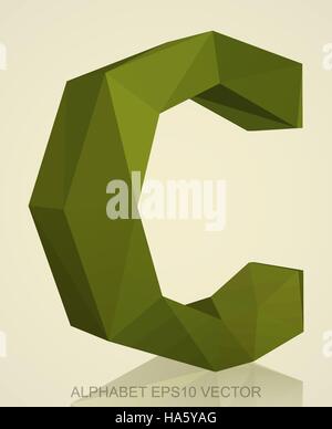 Abstrakte Khaki 3D polygonalen Großbuchstabe C mit Reflexion. Low-Poly-Alphabet-Sammlung. 10 EPS-Vektor-Illustration. Stock Vektor