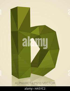 Abstrakte Khaki 3D polygonalen Kleinbuchstabe B mit Reflexion. Low-Poly-Alphabet-Sammlung. 10 EPS-Vektor-Illustration. Stock Vektor