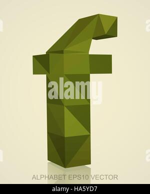 Abstrakte Khaki 3D polygonalen Kleinbuchstabe F mit Reflexion. Low-Poly-Alphabet-Sammlung. 10 EPS-Vektor-Illustration. Stock Vektor