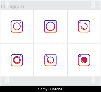 Social Media Icons set, Foto Kamera instagram Stock Vektor