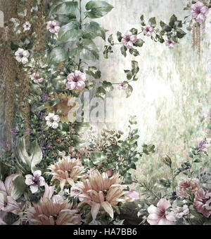 Abstrakte Aquarell Blumen. Bunten Frühling Stockfoto