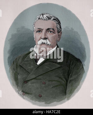 Domingo de Santa Maria (1825-1889). Chilenischer Politiker. Präsident von Chile 1881-1886. Porträt. Kupferstich, 1882. Spätere Färbung. Stockfoto