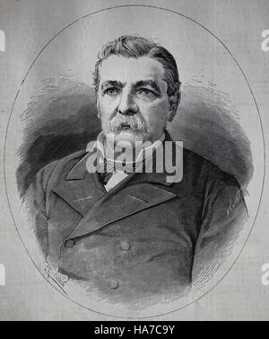 Domingo de Santa Maria (1825-1889). Chilenischer Politiker. Präsident von Chile 1881-1886. Porträt. Kupferstich, 1882. Stockfoto