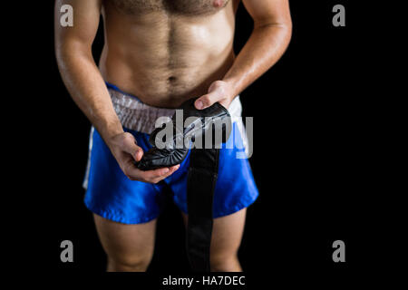 Boxer Grappling Handschuhe Stockfoto