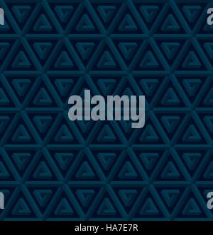 Neutrale isometrische Seamless Pattern in dunkelblau. 3D optische Täuschung Hintergrundtextur. Editierbare EPS10 Vektorgrafik. Stock Vektor