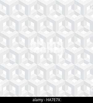 Neutrale isometrische Seamless Pattern. 3D optische Täuschung weißen Hintergrundtextur. Editierbare EPS10 Vektorgrafik. Stock Vektor