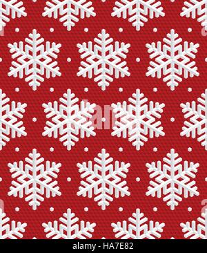 Traditionelle Weihnachten Seamless Pattern mit weißen isometrischen 3D Schneeflocken auf Wein rot unterlegt. Editierbare EPS10 Vektorgrafik für Neujahr Deco Stock Vektor