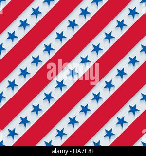 Stars And Stripes amerikanische patriotische Muster. Nahtlose Hintergrund. Vektor-EPS10. Stock Vektor