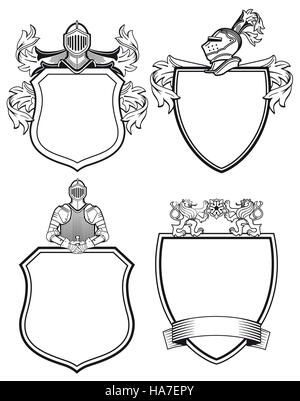Ritter Schilde und Wappen Stockfoto