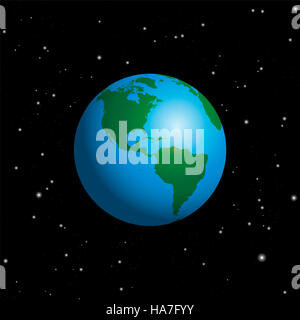 Planetenerde im Weltraum - Sternenhimmel. Stockfoto