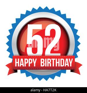 Zweiundfünfzig Jahre alles Gute zum Geburtstag Abzeichen Band Stock Vektor