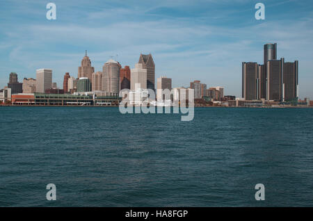 Detroit, Michigan Panoramablick über die Skyline November 2016 Stockfoto