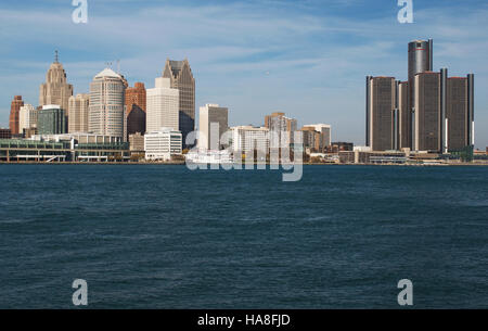 Detroit, Michigan Panoramablick über die Skyline November 2016 Stockfoto