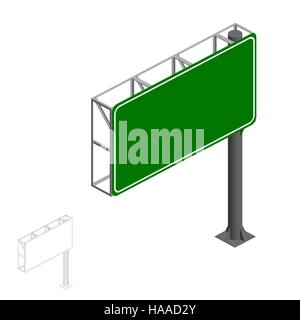 Leere grünen Autobahn Zeichen. Isoliert auf weißen background.3d Vektor illustration.3d isometrische Stil. Stock Vektor