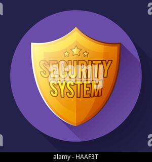 Goldenen Schild-Symbol - Schutzsymbol. Sicherheit System-text Stock Vektor