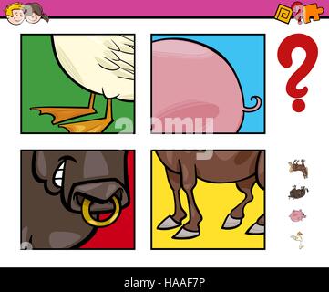 Cartoon-Illustration der erzieherischen Tätigkeit Spiel erraten, Tiere für Kinder Stock Vektor
