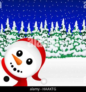 Schneemann im Wald Abbildung Urlaub Stock Vektor