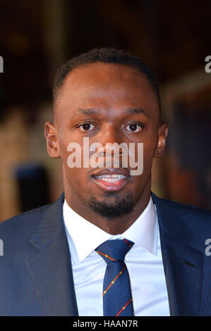 Usain Bolt, Teilnahme an der "Ich bin Bolt" Weltpremiere am Odeon Leicester Square, London. PRESSEVERBAND Foto. Bild Datum: Montag, 28. November 2016. Vgl. PA Geschichte SPORT Riegel. Bildnachweis sollte lauten: Matt Crossick/PA Wire. Stockfoto