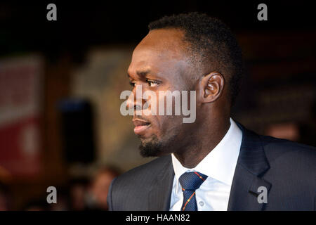 Usain Bolt, Teilnahme an der "Ich bin Bolt" Weltpremiere am Odeon Leicester Square, London. PRESSEVERBAND Foto. Bild Datum: Montag, 28. November 2016. Vgl. PA Geschichte SPORT Riegel. Bildnachweis sollte lauten: Matt Crossick/PA Wire. Stockfoto