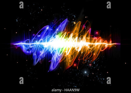 Farbenfrohe visuelle Neon Soundwave 3D-Illustration abstrakten Hintergrund Stockfoto