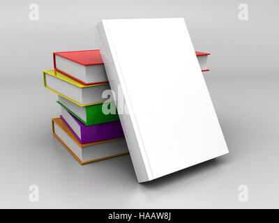 3D Darstellung der bunte Bücher über grauen Hintergrund Stockfoto