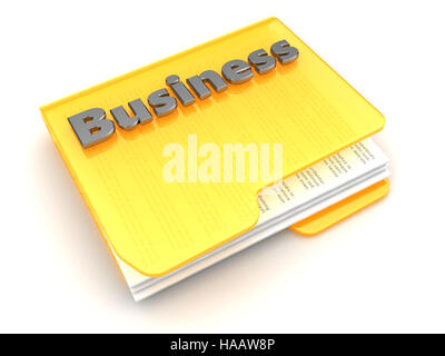 3D Abbildung des Ordners mit Geschäfts-Ausstattung Stockfoto