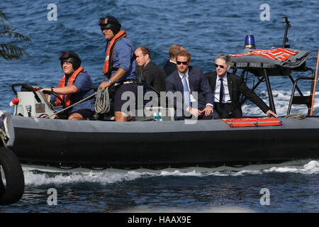 Prinz Harry kommt in Grenada Kreuzfahrthafen in Grenada, während der zweiten Etappe seiner karibischen Tour. Stockfoto