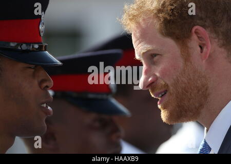 Prinz Harry kommt in Grenada Kreuzfahrthafen in Grenada, während der zweiten Etappe seiner karibischen Tour. Stockfoto