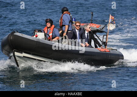 Prinz Harry kommt in Grenada Kreuzfahrthafen in Grenada, während der zweiten Etappe seiner karibischen Tour. Stockfoto