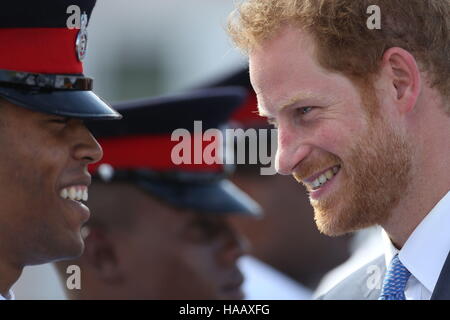 Prinz Harry kommt in Grenada Kreuzfahrthafen in Grenada, während der zweiten Etappe seiner karibischen Tour. Stockfoto