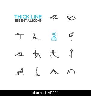 Yoga-Posen - Dicke Zeile Icons Set Stock Vektor