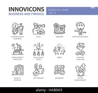 Wirtschaft, Finanzen moderne dünne Linie Design-Ikonen und Piktogramme Stock Vektor
