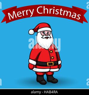 Weihnachtsmann auf blauem Hintergrund, flachen Stil Grafik, illustration Stock Vektor