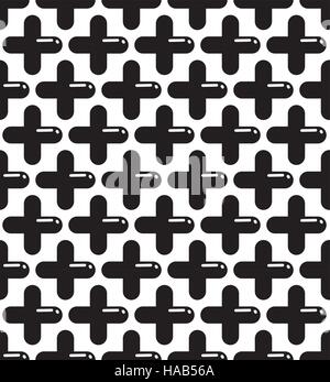 Nahtlose Muster plus Kreuzsymbol. Moderne Memphis-symbol Stock Vektor