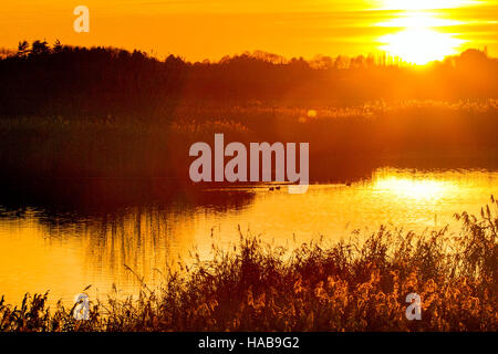 Großbritannien Wetter: Sonnenuntergang in Southport, Merseyside: 28.11.2016.  Ein atemberaubender Sonnenuntergang ruht in Southport nach einem weiteren kalten und frostigen Tag.  Bildnachweis: EnVoguePhoto/Alamy Live-Nachrichten Stockfoto