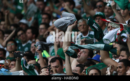 Datei-PICS: Final-League-Partie Chapecoense Team vor tödlichen Flugzeugabsturz. Sao Paulo, Brasilien. 27. November 2016.  Im Bild: Die Menge von SE Palmeiras im Spiel gegen das Team der Chapecoense F während Spiels gültig für den siebenunddreißigsten Runde der brasilianischen Meisterschaft Serie A, der Allianz-Arena-Park. (Foto: Cesar Greco/Fotoarena) Credit: Foto Arena LTDA/Alamy Live-Nachrichten Stockfoto