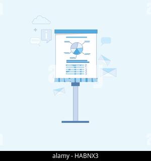 Präsentation Seminar Training Konferenz finanzielle Diagramm Pie Diagramm dünne Linie Stock Vektor