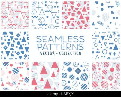 Geometrische Memphis isoliert Musterdesigns Stock Vektor