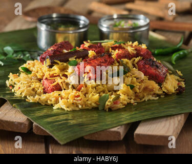 Malabar Fisch Biriyani. Kerala und Südindien Essen Stockfoto