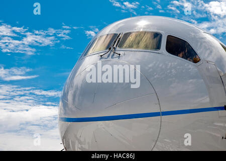 Nahaufnahme einer Boeing 787 Dreamliner-Nase Stockfoto