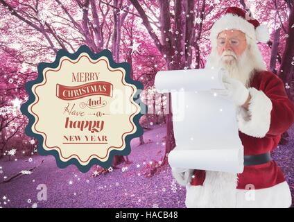 Santa Claus Lesung Wunschliste Stockfoto