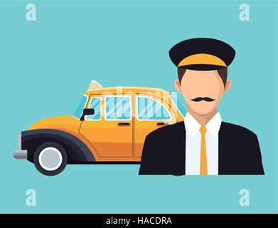 Treiber alte Taxi Taxi Auto Wirtschaftsverkehr Stock Vektor