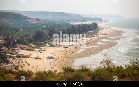 Luftaufnahme von Arambol Beach in Zustand von Goa, Indien Stockfoto