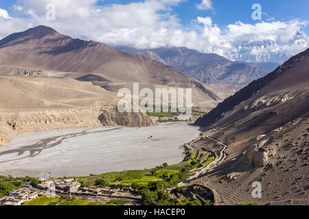 Blick auf das Dorf Kagbeni im Himalaya, Nepal. Annapurna Cirkut Trek. Stockfoto