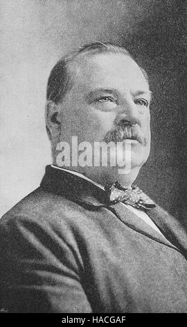 Stephen Grover Cleveland, war 18. März 1837 - 24. Juni 1908, ein US-amerikanischer Politiker und Jurist, der 22. und 24. Präsident der Vereinigten Staaten, historische Abbildung, Holzschnitt war Stockfoto