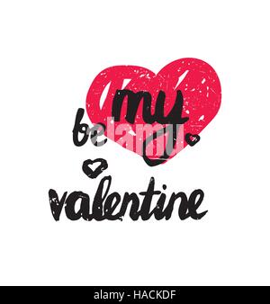 Mein Valentin sein. Trendige Plakat für Happy Valentines Day, 14 Februar Stock Vektor