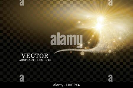 aufsteigende goldene Lightwave Element, transparenten Hintergrund, 3d illustration Stock Vektor